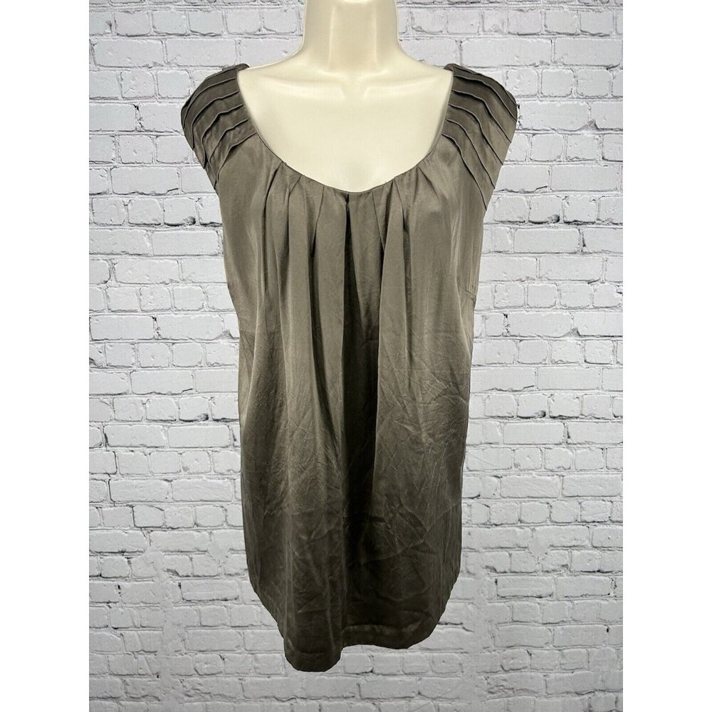 Semantiks Brown Silk Blend Pleated Sleeveless Satin Blouse Women’s 22W